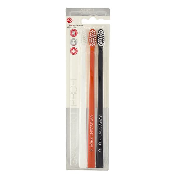 Swissdent Colors Brosses à dents Soft-Medium (noir, orange, blanc) 3 pces
