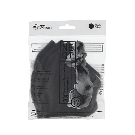 NEQI Serviette adulte trois couches M-L (noir) 3 pces