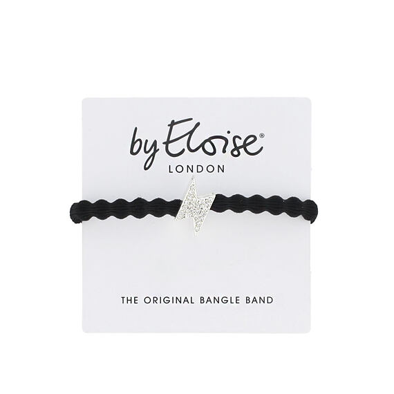 By Eloise London Silver Diamanté Bolt Black